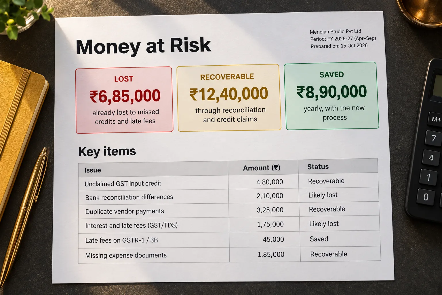 Money-at-risk report