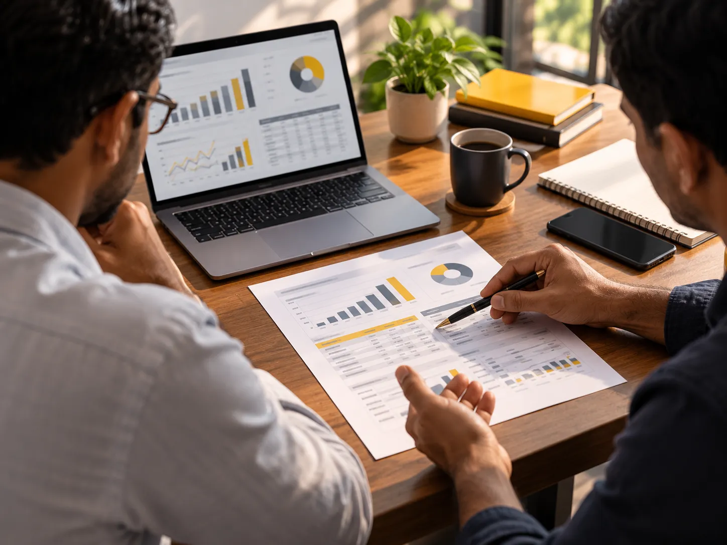 A founder and an accountant reviewing the month together